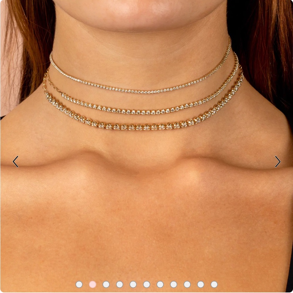 2 carat gold Cupcake Set Diamond Tennis Choker 14K - Picture 3 of 3